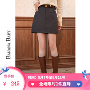 BANANA BABY2024冬新款復(fù)古理搭簡約毛呢半身裙女百搭A(yù)字顯瘦短裙D241QZ014 灰色 S