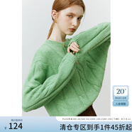 范思藍恩22FS4488圓領(lǐng)絞花馬海毛毛衣女秋冬內搭針織衫寬松慵懶風(fēng) 淺草綠 S