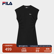 FILA 斐樂官方女裝針織連衣裙2025夏季新款時(shí)尚休閑無袖收腰裙子 正黑色-BK 3XL 185/100A/XXXL