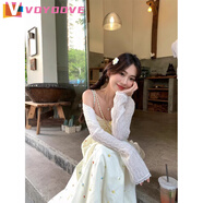 VOYDOVE2025新款溫柔風(fēng)套裝女白色防曬開(kāi)衫外套夏季碎花吊帶連衣裙兩件套 開(kāi)衫 單拍開(kāi)衫沒(méi)有送花 L (105斤~115斤)
