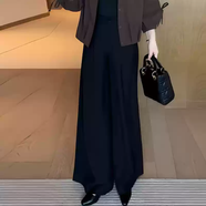 憶靈時(shí)尚長(cháng)袖短外套女2025秋季新款洋氣顯瘦小個(gè)子百搭休閑襯衣外套潮 黑色褲 XL 【120-135斤】