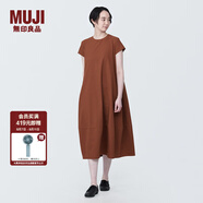 無(wú)印良品（MUJI）女式 易干彈力泡泡紗 法國(guó)袖連衣裙 女裝裙子夏季 BC2JQA4S 磚紅色 S (155/80A)