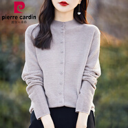 皮爾卡丹（pierrecardin）春秋新款半高領(lǐng)精紡羊毛燕尾開衫女寬松長(zhǎng)袖外搭毛衣時(shí)尚針織外套高雅駝M 80-105斤