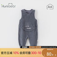 歡喜小熊 寶寶背帶褲春秋外穿燈芯絨新款可愛(ài)童裝洋氣棉長(cháng)褲嬰兒褲子 灰色 73 (建議7-9個(gè)月身高66-73cm)