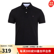 Tommy Hilfiger湯米 希爾費格 POLO衫男士商務休閑上衣左胸LOGO百搭新款短袖T恤 黑色78J4141-001【custom fit】 S 偏大1碼