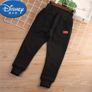 迪士尼（Disney）男童加厚褲子雙層長(cháng)褲秋冬季兒童保暖純棉衛褲潮童裝加絨款休閑褲 黑色 內襯顏色隨機發(fā) 100cm