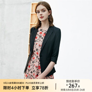 顏域簡(jiǎn)約半袖西裝外套女夏裝新款通勤顯瘦氣質(zhì)職業(yè)短款西服 黑色 S/36