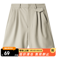 網易嚴選春夏神褲微彈高腰顯瘦西裝褲錐形褲女通勤輕復古時尚垂感 淺米駝*短褲 S (160/64A)