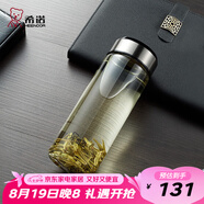 希諾（HEENOOR）玻璃杯男女士單層加厚帶蓋大容量透明家用水杯簡約個性杯子泡茶杯 本色 538ml