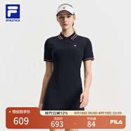 FILA 斐樂(lè )官方女裝連衣裙2025夏新款網(wǎng)球運動(dòng)簡(jiǎn)約基礎翻領(lǐng)修身連身裙 RD寶藍-NV XL 175/92A/XL
