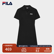 FILA 斐樂(lè )官方女子針織連衣裙時(shí)尚修身POLO領(lǐng)短袖裙子 正黑色-BK XS (155) 76A