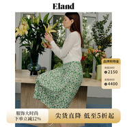 ELAND衣戀半身裙雪紡花朵碎花裙中長(zhǎng)款甜美風(fēng)百褶裙夏 綠色(40)Green S 160