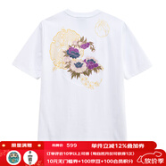 鬼洗秋季新款 花丸紋樣繡花短袖T恤女潮牌刺繡休閑半袖 24NOB36 80白色 XL