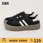 Semir女鞋德訓(xùn)鞋秋季休閑運(yùn)動(dòng)鞋板鞋女SFYM233655 黑色 37