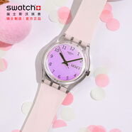斯沃琪（Swatch）瑞士手表 無(wú)盡雪粉 雙日歷生日禮物考試表男女時(shí)尚腕表GE714