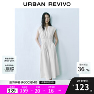 UR2025春季新款女裝簡(jiǎn)約V領(lǐng)打攬收腰無(wú)袖連衣裙UYY750004 本白 (袖口偏大) S