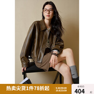 獨束大碼女裝兩種長(cháng)度-酷颯皮衣外套2024秋季新款新復古回潮外套 瑪奇朵棕-短款 M (尺碼：1)