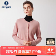 Navigare意大利小帆船女士全羊毛針織開衫休閑毛衣外套2334094509 桃紅 M 