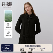 Teenie Weenie小熊女裝簡約時尚連衣裙冬季翻領(lǐng)可拆卸鑲鉆胸針裙子 黑色 S (160)