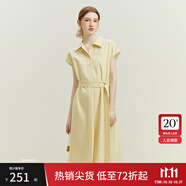 范思藍恩正式場合黃色面試連衣裙女夏季氣質(zhì)通勤無袖襯衫裙12074 黃色 XS