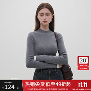 范思藍恩23FS14518毛針織打底衫女秋冬新款基礎(chǔ)內(nèi)搭毛衣 高級灰 M