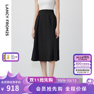 朗姿【尖貨補單】法式復古赫本風黑色半身裙女新款傘裙高腰顯瘦a字裙 黑色 L