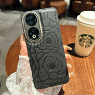 榮耀（HONOR）適用榮耀90pro手機殼mate60pro小香風(fēng)山茶花80pro新款榮耀70pro感60pro女榮耀50pro全包P60pro 【黑色】金屬圈浮雕山茶花 榮耀Magic6