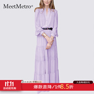 MeetMetro瑪依爾法式仙女連衣裙女2025秋新款高端氣質(zhì)純欲風(fēng)裙子禮服長裙 紫色 L