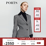 PORTS 寶姿秋冬新品女裝時尚千鳥格夾克外套LM9J030NFF099 黑色格子 XS (2)