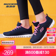 斯凱奇（Skechers）鞋運動(dòng)鞋女款透氣跑步鞋媽媽鞋健步鞋輕便慢跑鞋子夏季 12615-NVHP 海軍藍色/桃紅色 35