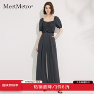MeetMetro瑪依爾女裝連體褲2025夏新款設(shè)計(jì)感方領(lǐng)直筒顯瘦連體衣 深灰 M
