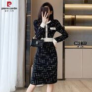 皮爾卡丹（pierre cardin）法式小香風(fēng)圓領(lǐng)針織連衣裙女2025秋冬季OL通勤中長(cháng)款收腰顯瘦裙子 黑色 XL 【建議115-130斤以?xún)取?
                                         title=