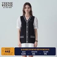 Teenie Weenie小熊女裝簡(jiǎn)約夏季拼接針織連衣裙寬松氣質(zhì)韓版女裙 黑色 M