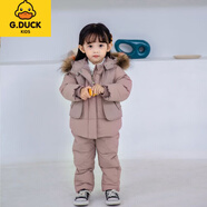 G.DUCKKIDS小黃鴨寶寶羽絨服套裝男女童兩件套1冬天小童嬰兒3歲加厚兒童滑雪 2009粉色 90 建議身高80CM
