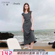 伊布都2025夏季新款無袖高腰收腰連衣裙休閑T恤裙長裙女 深邃灰 S 155/80A