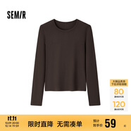 森馬（Semir）長袖T恤女吸濕發(fā)熱抗菌緊身內(nèi)搭2024圓領(lǐng)抓絨套頭衫109724101007