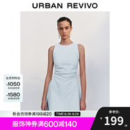 UR七夕2025春季新款女摩登氣質(zhì)褶皺收腰顯瘦無(wú)袖連衣裙UYY750030# 淡藍 S