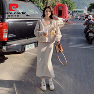 皮爾卡丹大碼法式掛脖連衣裙套裝女春秋胖mm設計感休閑運動(dòng)衛衣長(cháng)裙兩件套 圖片色【版加厚面料熱售8000+】 L 【建議100-120斤】