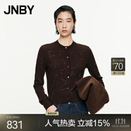 JNBY/江南布衣春秋針織開衫珠管繡毛衣修身開襟針織衫5O8313670 201/暗咖 S