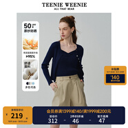 Teenie Weenie【原紗防曬】小熊淑女白色毛衣針織開衫長袖打底衫女空調(diào)衫 藏青色 M (165)
