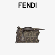 FENDI By The Way Soft迷你手袋 棕色FF提花布料手袋 奢侈品女包 迷你