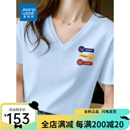 JEANSWEST LIFE真維斯JEANSWEST正肩短袖t恤2025新款夏季小個(gè)子純棉透氣半袖體恤 天藍三種情緒_K S 均碼