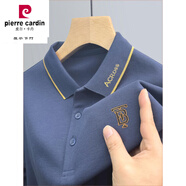 皮爾卡丹（pierre cardin）高端純棉男士長袖t恤春秋裝新款商務(wù)休閑翻領(lǐng)刺繡POLO衫上衣體恤 TB長袖-灰藍(lán)色 M 【建議90-115斤】