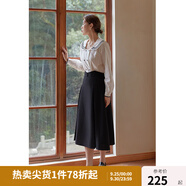 獨(dú)束大碼女裝設(shè)計(jì)感束腰魚(yú)骨半身裙女春季新款高腰顯瘦A字裙22DS1206 黑色半裙(加厚款) 2XL