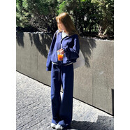懿慈秋季學(xué)生休閑運(yùn)動(dòng)服裝套裝女裝秋裝新款2025年新款衛(wèi)衣搭配一整套 藏青色兩件套 S 碼（建議80-100斤）