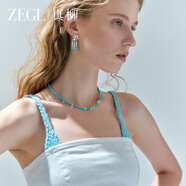 ZEGL設計師綠松石花朵項鏈輕奢新中式輕奢送閨蜜生日禮物