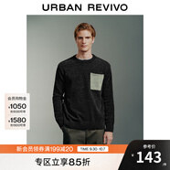 UR2025春季新款男裝時(shí)尚輕熟風(fēng)拼色口袋寬松針織衫UMM940004 黑色 XS