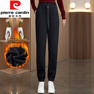 皮爾卡丹（pierre cardin）安可拉紅衛(wèi)褲2025秋冬加絨新款百搭慵懶風(fēng)高腰寬松顯瘦束腳彎刀褲 黑色-冬季加.絨款今年流行的輕奢 M 建議90-105斤