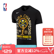 NBA丹佛掘金隊23年賽季奪冠圓領(lǐng)T恤男黑色運動夏季純棉短袖上衣 黑色 L