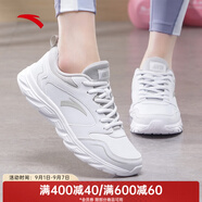 安踏（ANTA）運(yùn)動(dòng)鞋女鞋夏季戶(hù)外透氣網(wǎng)面輕質(zhì)跳繩健身通勤休閑鞋跑步鞋子女 【皮面防潑水】安踏白/淡灰-4 36.5